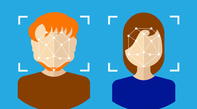 Face detection, digital recognition vector illustration. Facial points, biometric identification signs, identify symbols with people avatars.